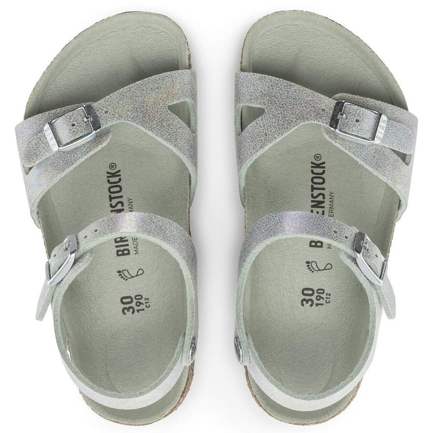 Birkenstock Rio Kids Iridescent Matcha Microfiber Sandals  Narrow