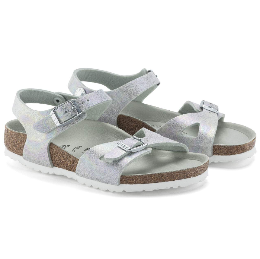 Birkenstock Rio Kids Iridescent Matcha Microfiber Sandals  Narrow