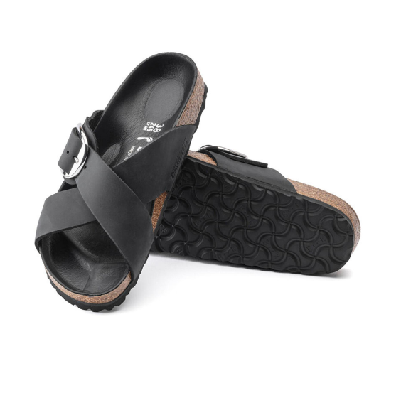Birkenstock Siena Big Buckle Oiled Leather - Black, Narrow