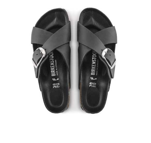 Birkenstock Siena Big Buckle Oiled Leather - Black, Narrow