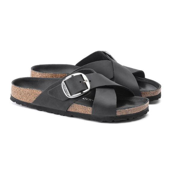 Birkenstock Siena Big Buckle Oiled Leather - Black, Narrow