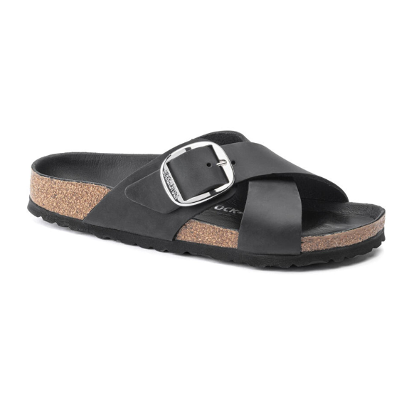 Birkenstock Siena Big Buckle Oiled Leather - Black, Narrow