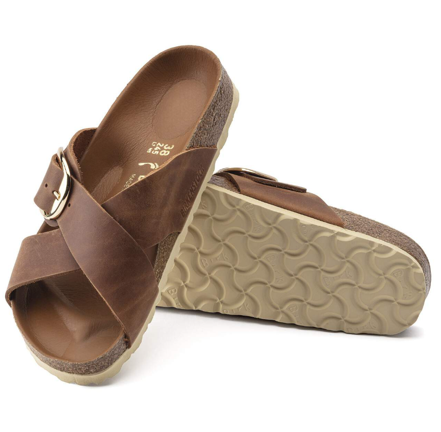 Birkenstock Siena Big Buckle Oiled Leather - Cognac, Narrow