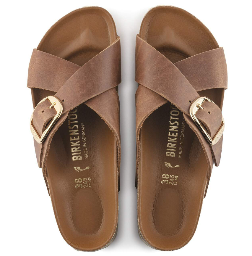 Birkenstock Siena Big Buckle Oiled Leather - Cognac, Narrow