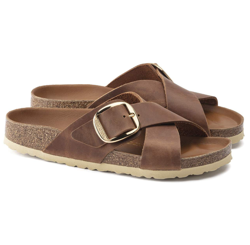 Birkenstock Siena Big Buckle Oiled Leather - Cognac, Narrow