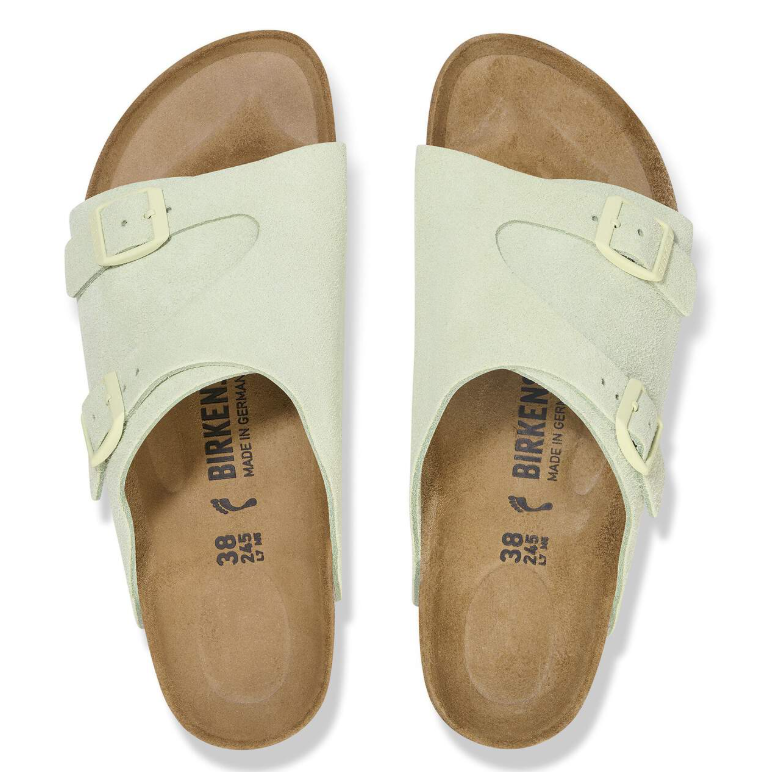 Birkenstock Zürich Suede Leather Faded Lime Narrow