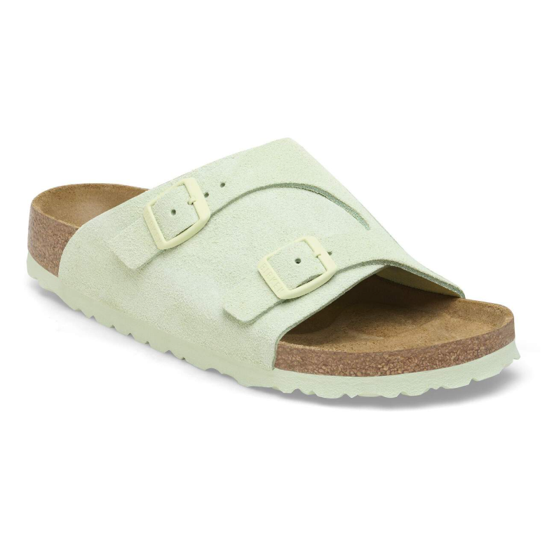 Birkenstock Zürich Suede Leather Faded Lime Narrow