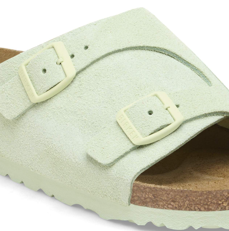 Birkenstock Zürich Suede Leather Faded Lime Narrow