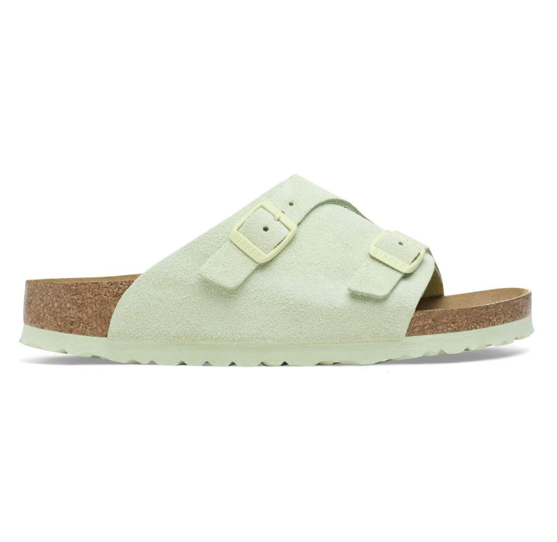 Birkenstock Zürich Suede Leather Faded Lime Narrow