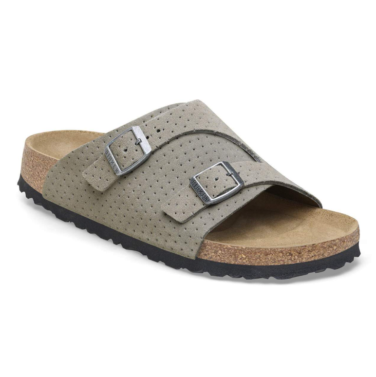 Birkenstock Zürich Suede Embossed Sandals - Dotted Stone Coin  Regular