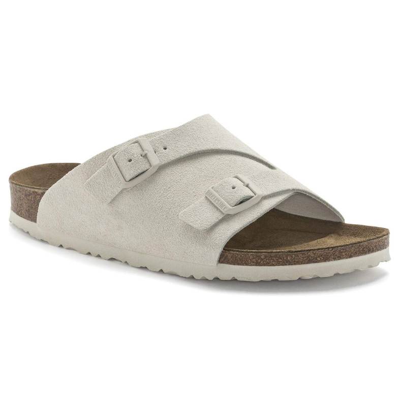 Birkenstock Zürich Suede Leather Sandals - Antique White  Regular
