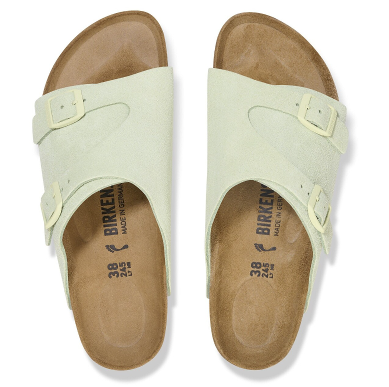 Birkenstock Zürich Suede Leather Sandals Faded Lime  Regular