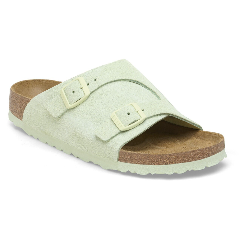 Birkenstock Zürich Suede Leather Sandals Faded Lime  Regular