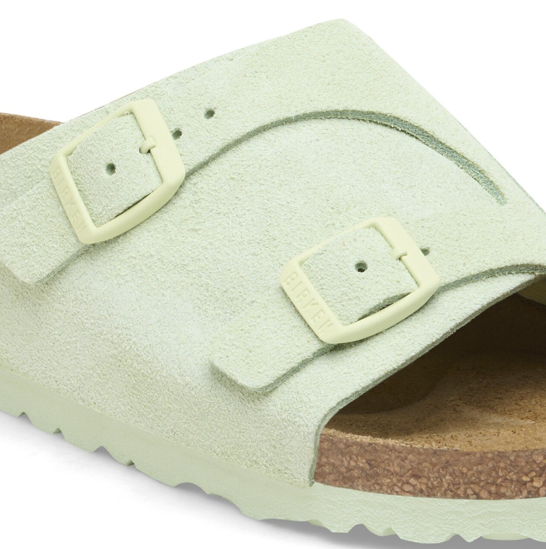 Birkenstock Zürich Suede Leather Sandals Faded Lime  Regular