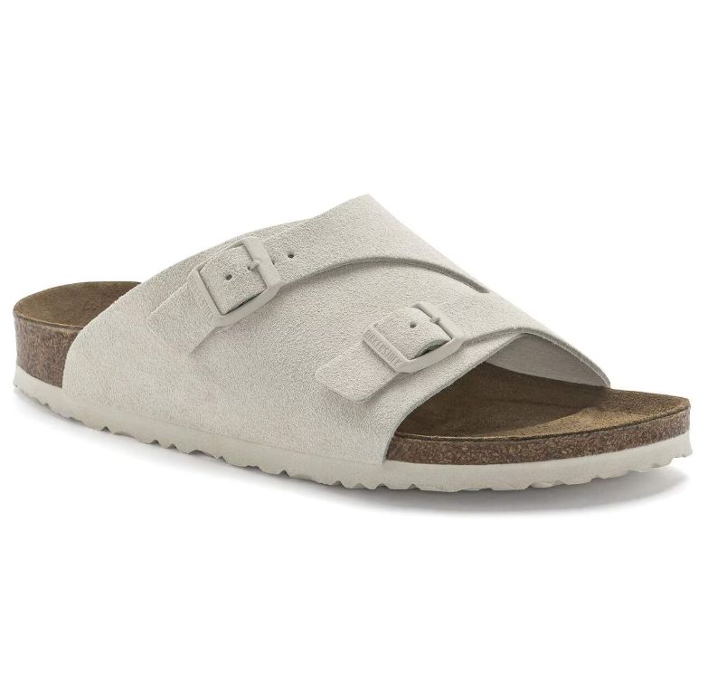 Birkenstock Zürich Suede Leather Antique White Sandals  Narrow