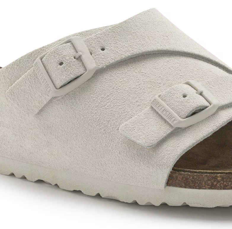 Birkenstock Zürich Suede Leather Antique White Sandals  Narrow