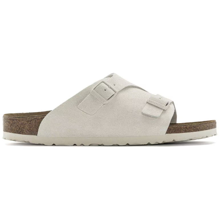 Birkenstock Zürich Suede Leather Antique White Sandals  Narrow