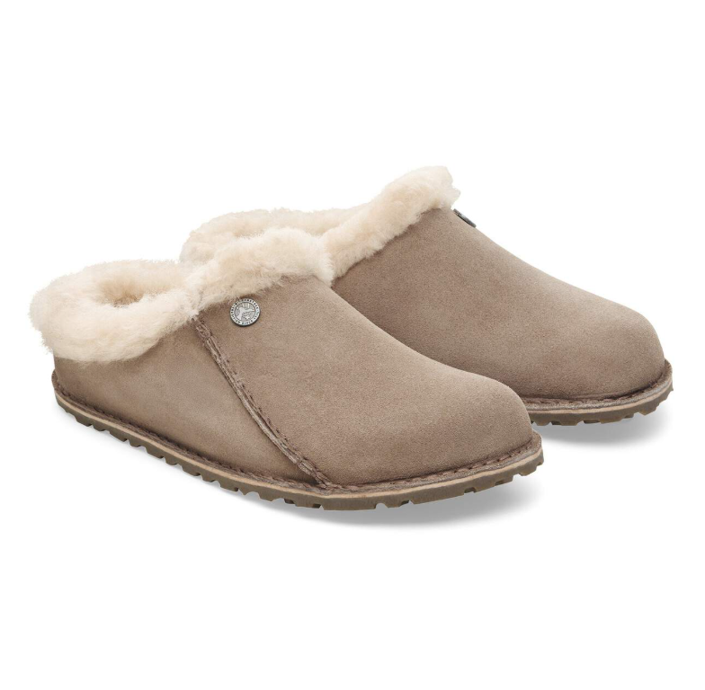 Birkenstock Zermatt Premium Shearling Suede Leather Taupe Narrow