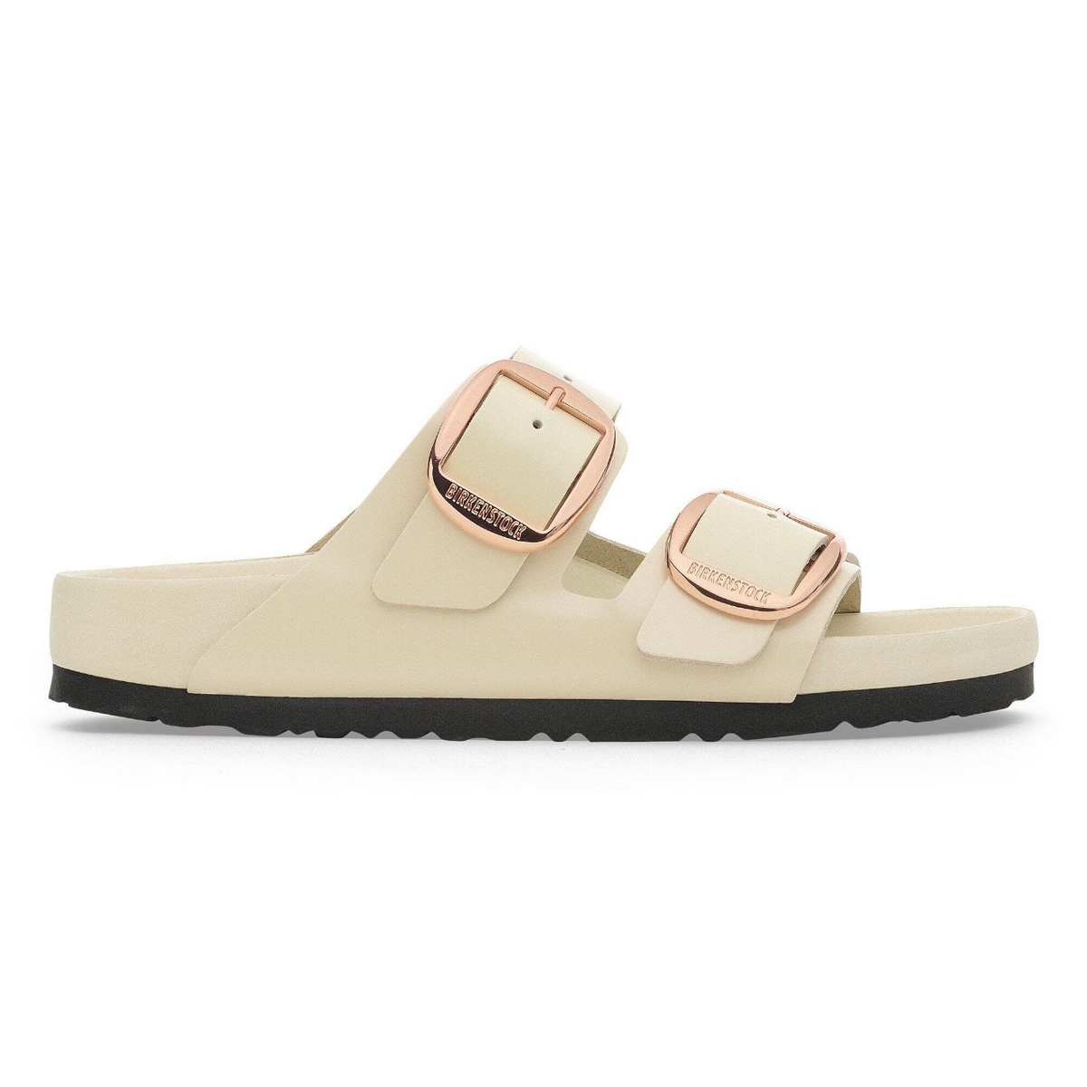 Birkenstock Arizona Big Buckle Patent Leather High Shine Sandals - Ecru, Narrow