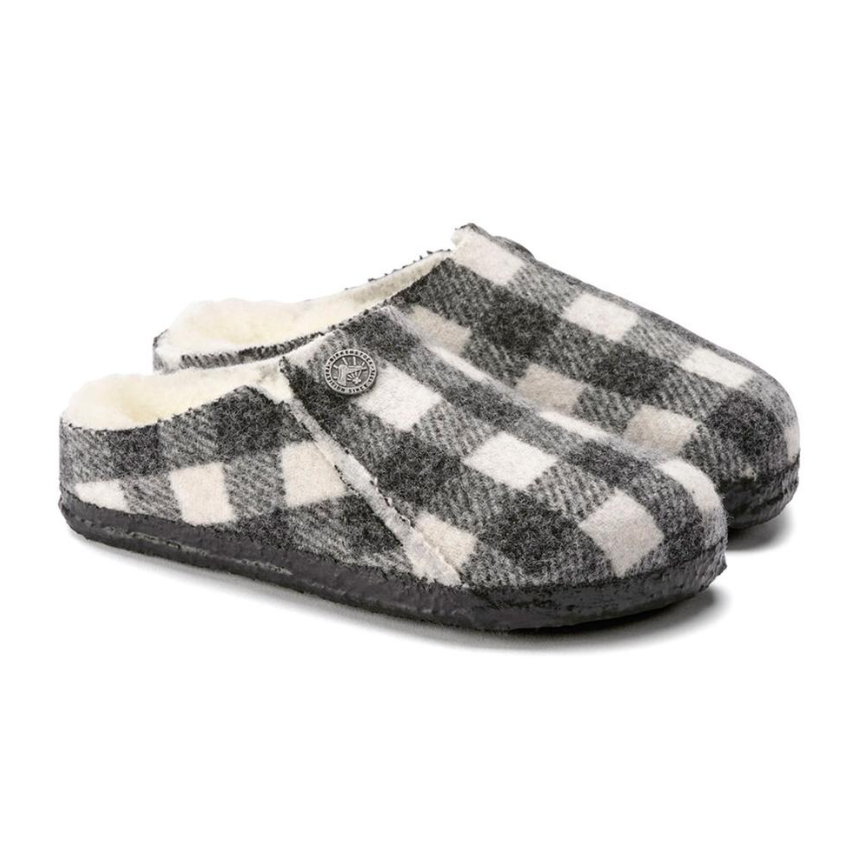 Birkenstock Zermatt Kids Shearling Plaid White Narrow