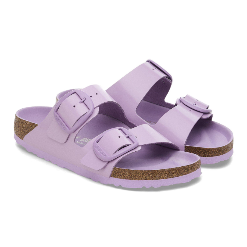 Birkenstock Arizona Big Buckle Patent Leather Sandals - High-Shine Crocus Tonal Buckle - Narrow