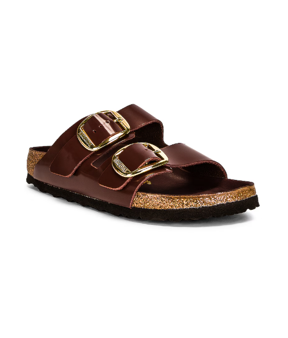 Birkenstock Arizona Big Buckle Patent Leather Sandals - High Shine Chocolate - Narrow
