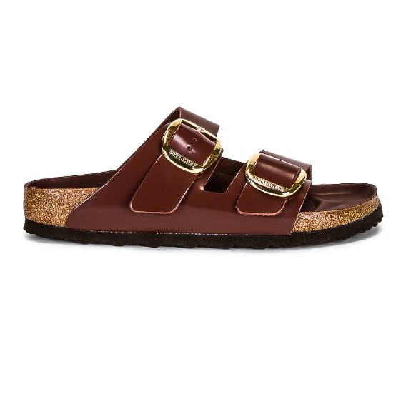 Birkenstock Arizona Big Buckle Patent Leather Sandals - High Shine Chocolate - Narrow