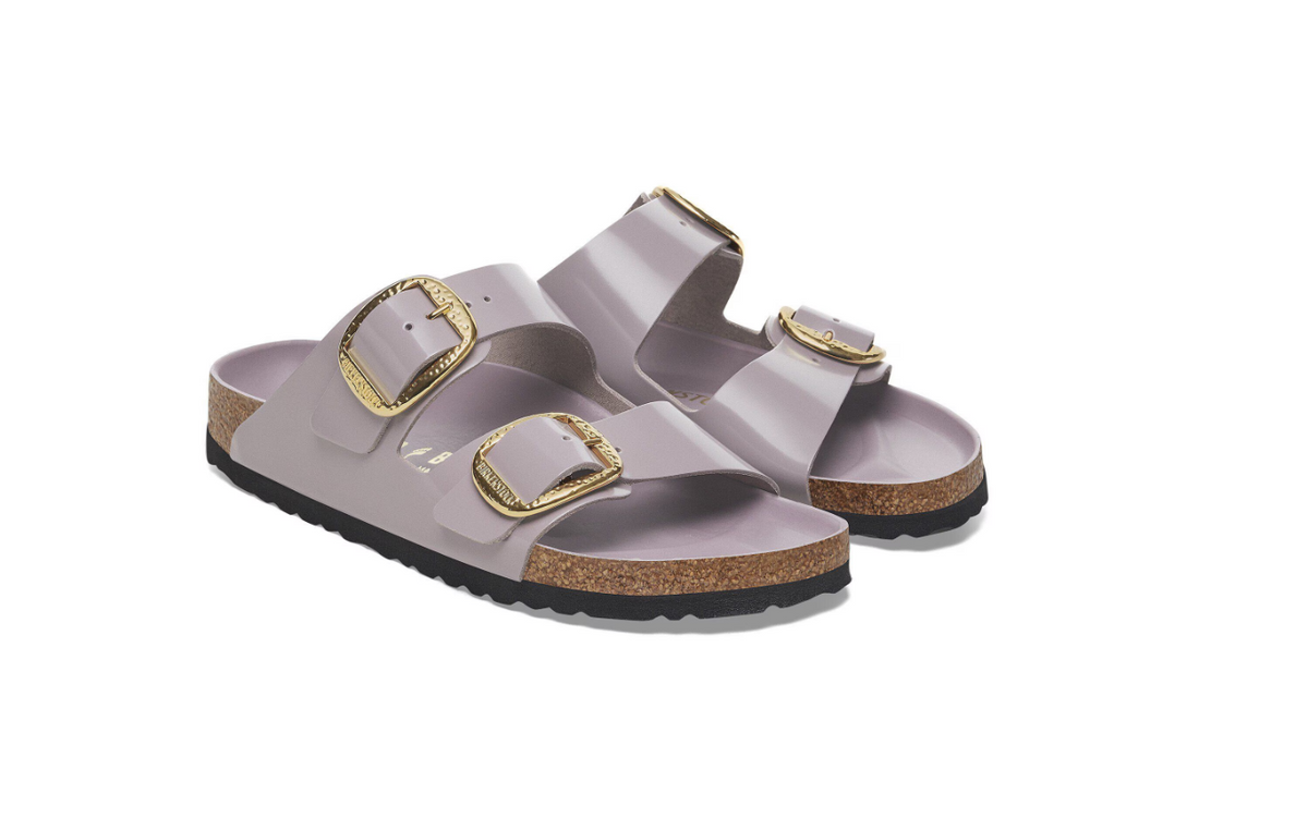 Birkenstock Arizona Hammered Big Buckle Patent Sandals - Faded Purple - Narrow