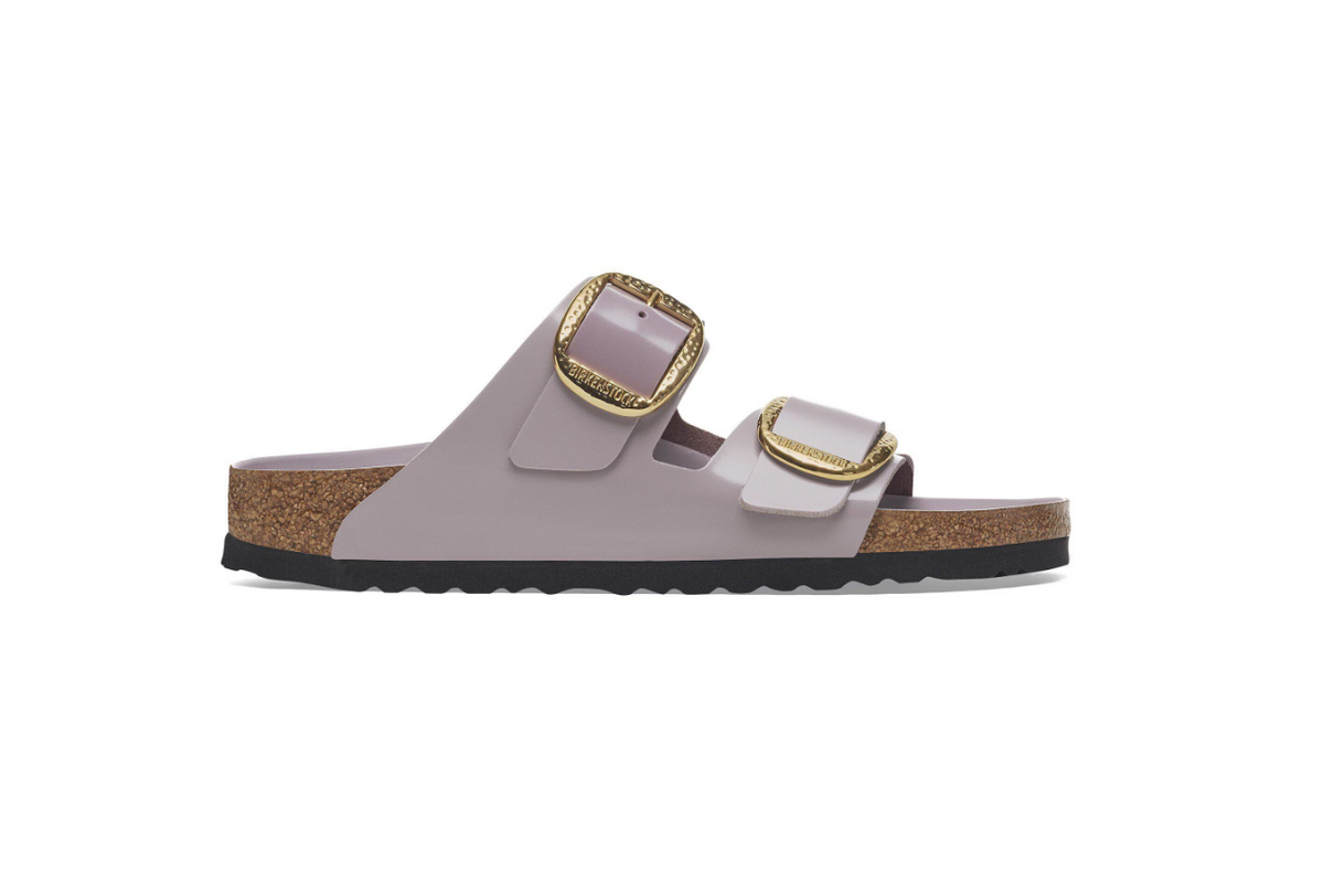 Birkenstock Arizona Hammered Big Buckle Patent Sandals - Faded Purple - Narrow