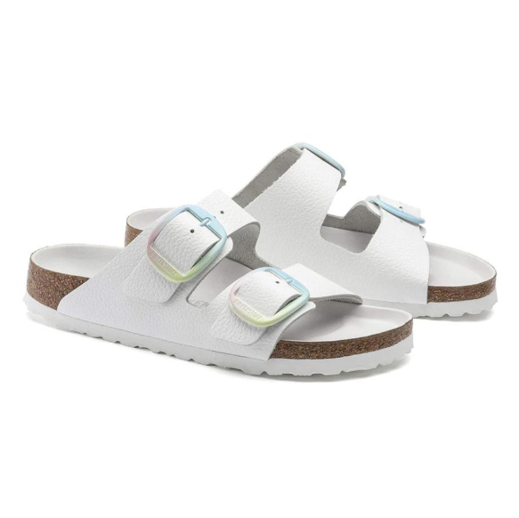 Birkenstock Arizona Big Buckle Leather Sandals - White, Narrow