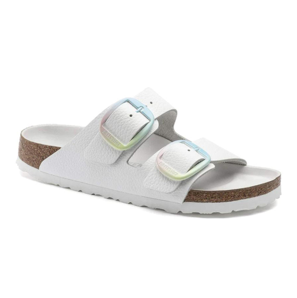 Birkenstock Arizona Big Buckle Leather Sandals - White, Narrow
