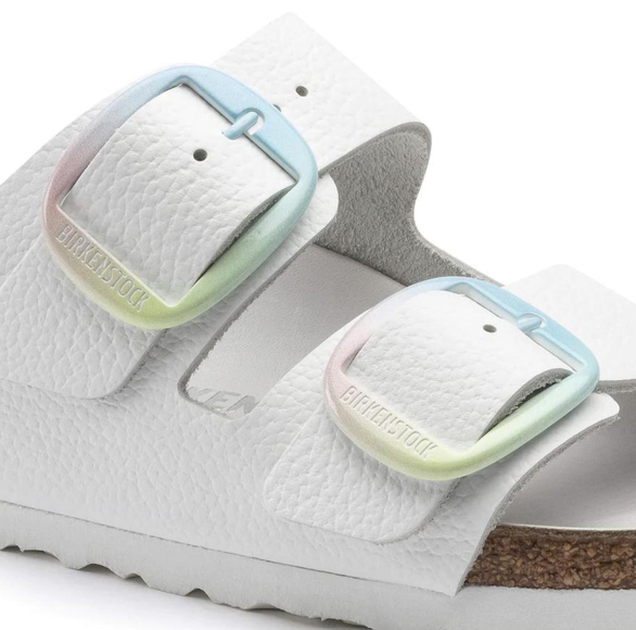 Birkenstock Arizona Big Buckle Leather Sandals - White, Narrow
