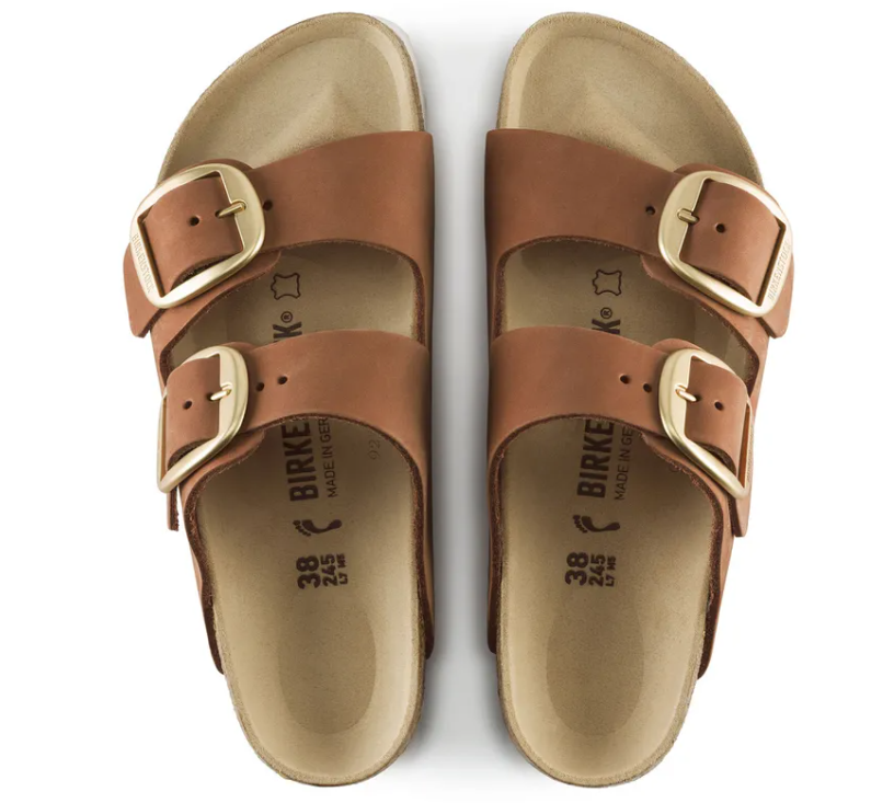Birkenstock Arizona Big Buckle Nubuck Leather Sandals - Brandy - Narrow