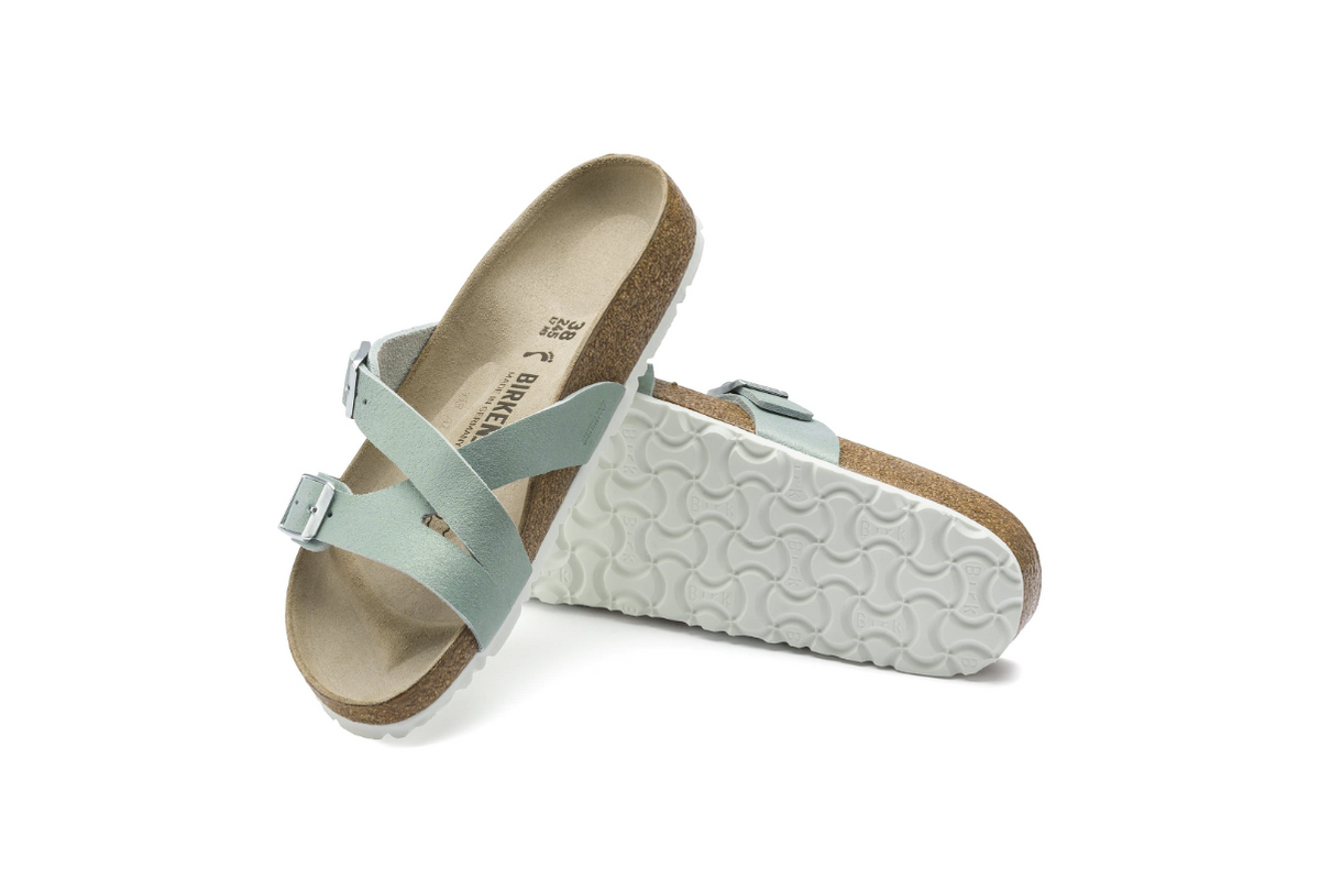 Birkenstock Yao Balance Suede Leather Washed Metallic Mineral