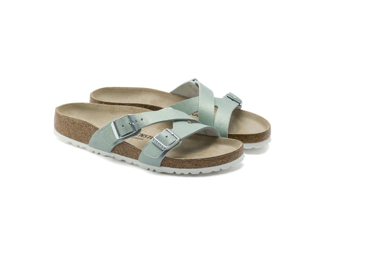 Birkenstock Yao Balance Suede Leather Washed Metallic Mineral