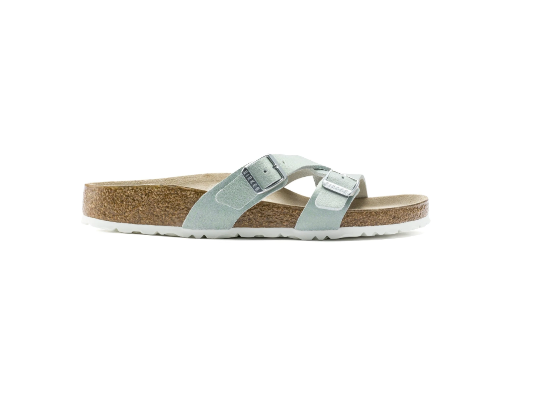 Birkenstock Yao Balance Suede Leather Washed Metallic Mineral