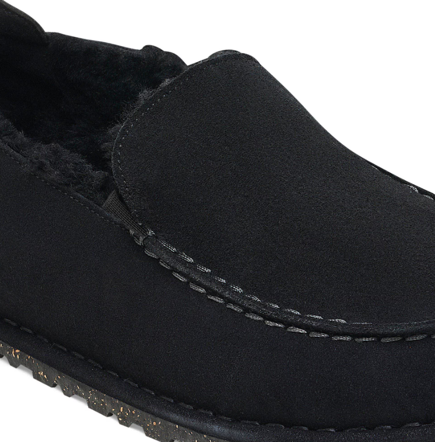 Birkenstock Utti Shearling Suede Leather Black Regular