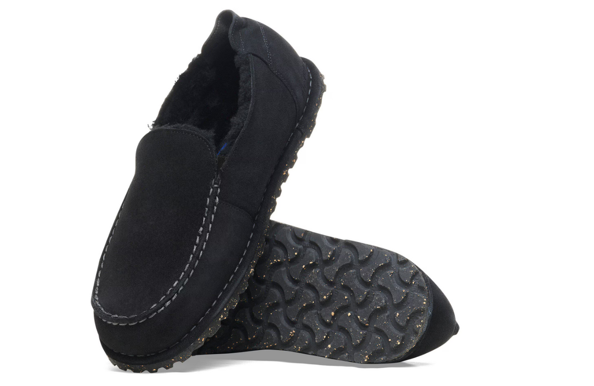 Birkenstock Utti Shearling Suede Leather Black Narrow