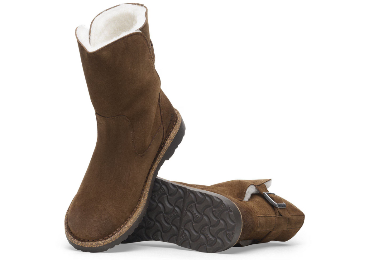 Birkenstock Uppsala Shearling Dark Suede Leather - Tea, Regular