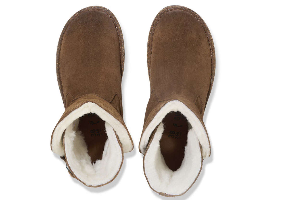 Birkenstock Uppsala Shearling Dark Suede Leather - Tea, Regular