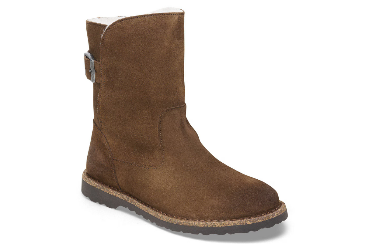 Birkenstock Uppsala Shearling Dark Suede Leather - Tea, Regular