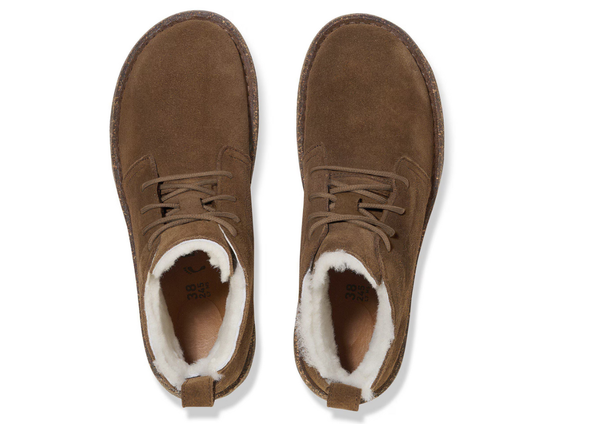 Birkenstock Uppsala Mid Shearling Dark Suede Leather - Tea, Narrow