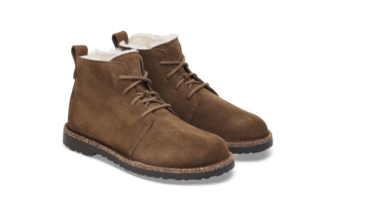 Birkenstock Uppsala Mid Shearling Dark Suede Leather - Tea, Narrow