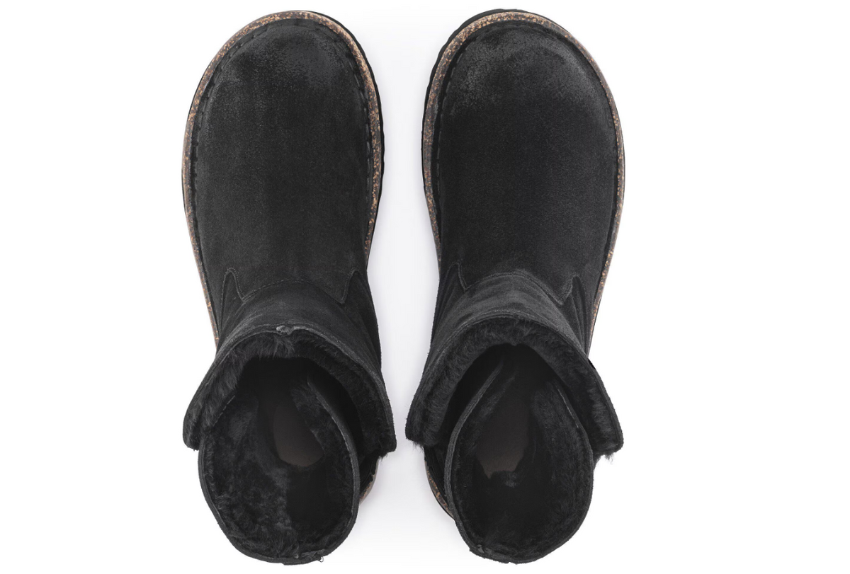Birkenstock Uppsala Shearling Suede Leather Black Narrow