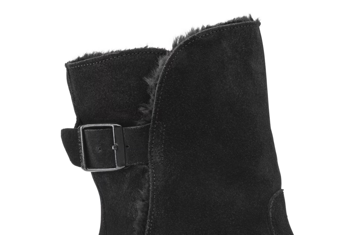 Birkenstock Uppsala Shearling Suede Leather Black Narrow