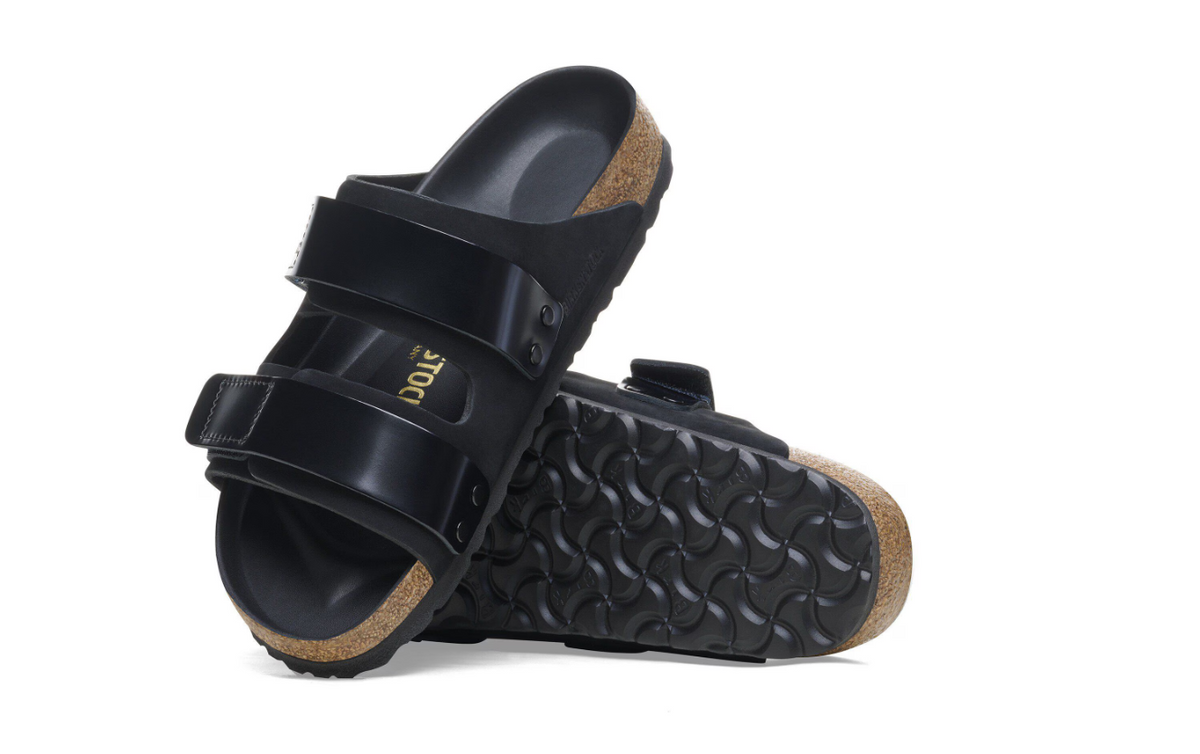 Birkenstock Uji Nubuck Leather Sandals High Shine Black  Narrow