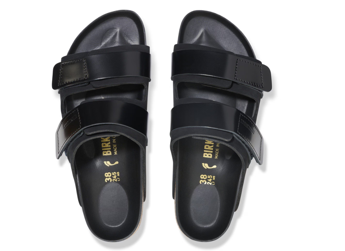 Birkenstock Uji Nubuck Leather Sandals High Shine Black  Narrow