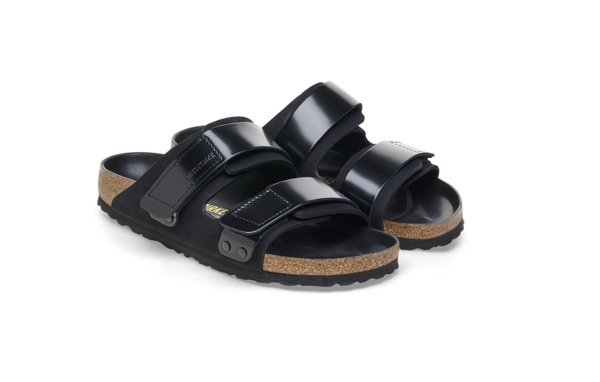 Birkenstock Uji Nubuck Leather Sandals High Shine Black  Narrow