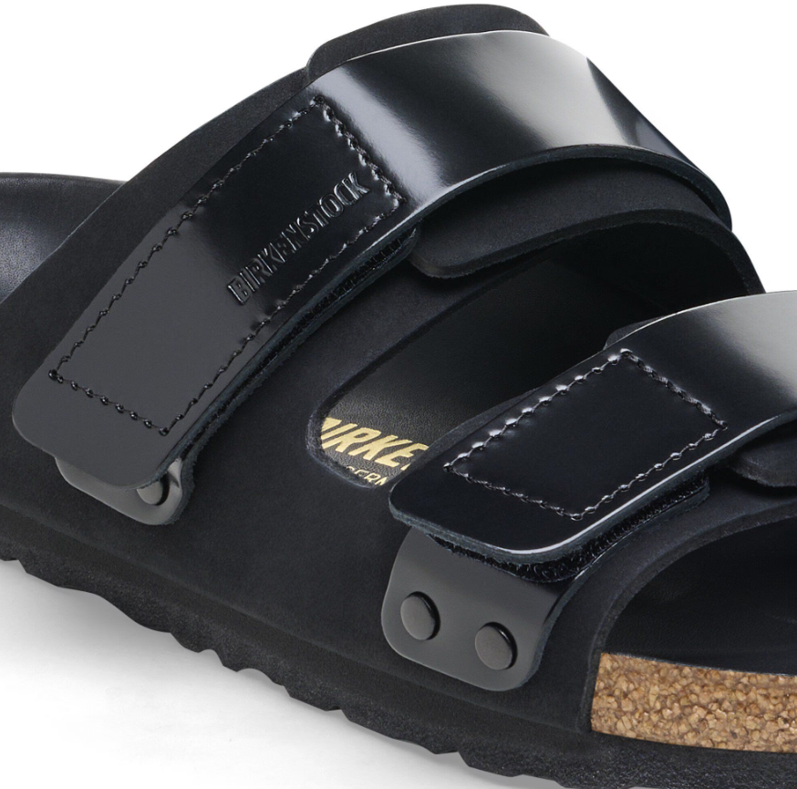 Birkenstock Uji Nubuck Leather Sandals High Shine Black  Narrow
