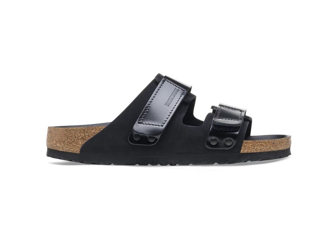 Birkenstock Uji Nubuck Leather Sandals High Shine Black  Narrow